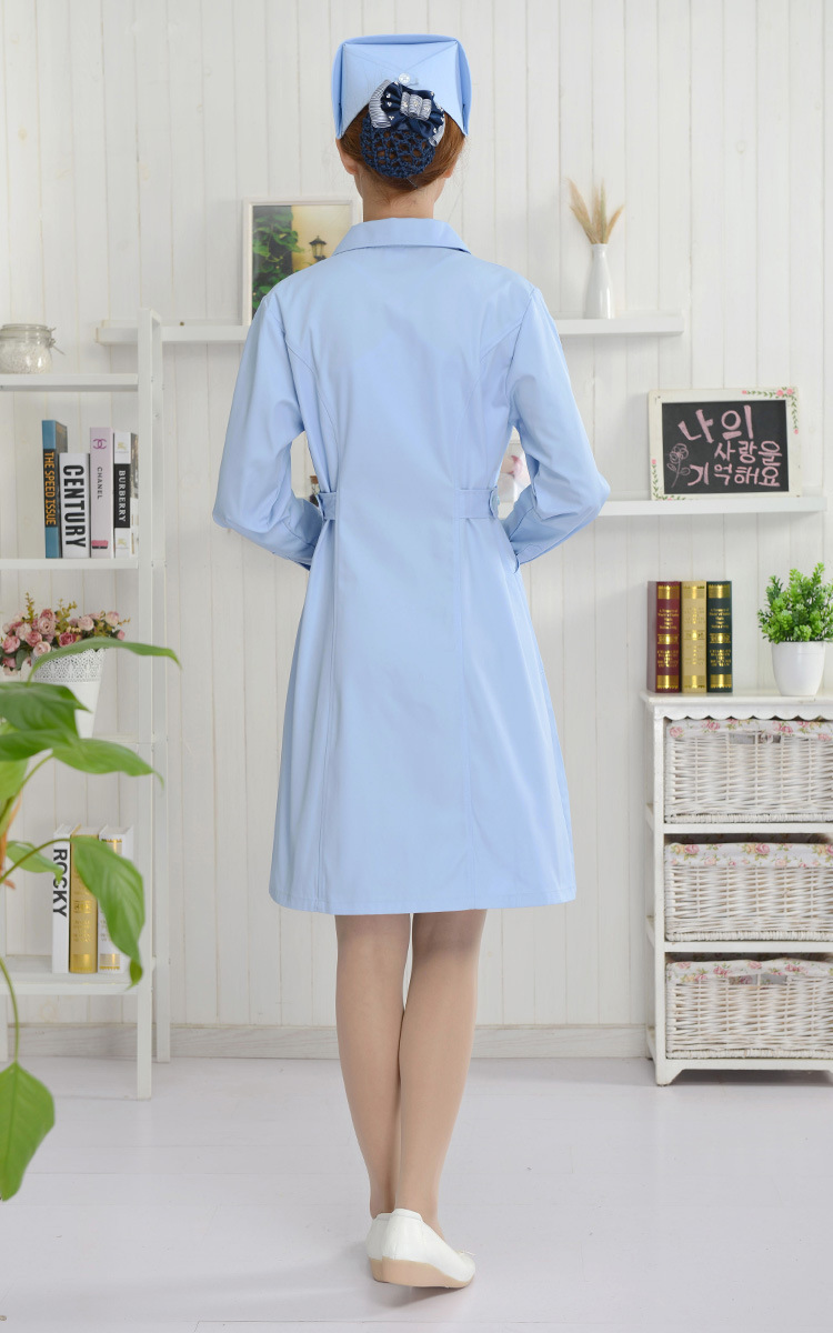 護(hù)士服 長(zhǎng)袖護(hù)士服 藍(lán)色純棉護(hù)士服 大褂